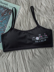 4pcs Girls Cat Print Stretchy Bralette Underwear