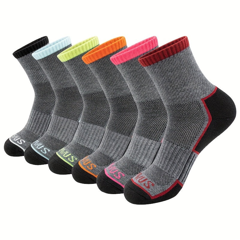 6 Pairs Basketball Socks for Men & Women - Cushioned Athletic Crew Socks