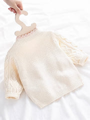 Kids Small Flower Embroidered Cotton Knitted Cardigan