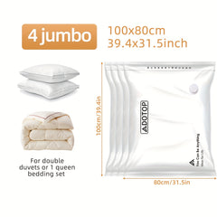 4pcs Vacuum Compression Storage Bags Space Saving Organizer