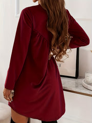 Solid Ruched Long Sleeve Mini Dress