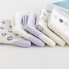 5 Pairs Cartoon Print Socks Women's Stockings