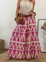 Ethnic Style Skirt Women's Plus Geometric Print A line Maxi Skirt