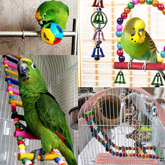 15pcs Bird Chewing Hanging Toys Multicolored Swing Perch Stand Parrot