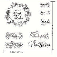 Autumn Wreath Pumpkin Leaf Clear Stamps for Card Making and Album Decor