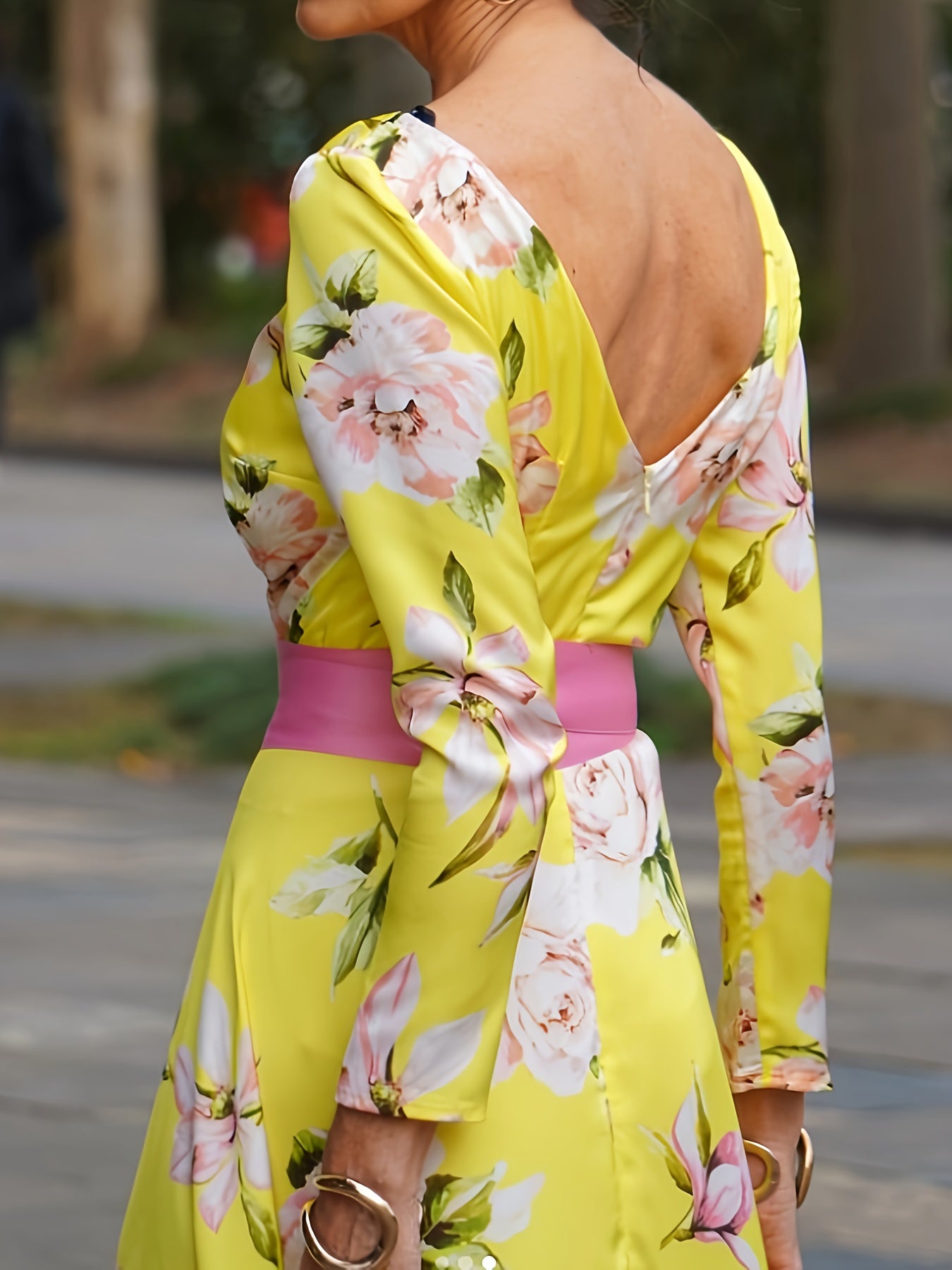 Women's Plus Floral Print Long Sleeve Casual Dress