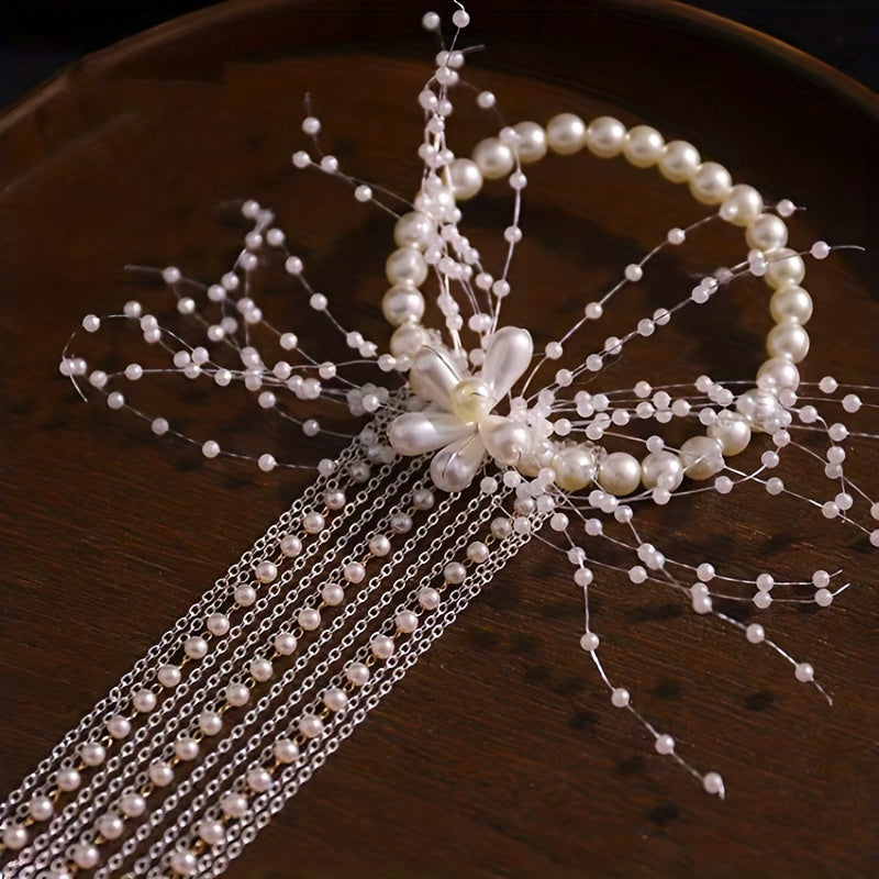 Faux Pearl Hair Tie Tassel Chinese Wedding Bride Accessories