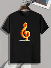 Music Note Pattern Print Men's Sports T-shirt