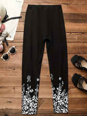 Floral Print Skinny Leggings Casual Stretchy Leggings