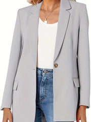 Solid Open Front Blazer Lapel Long Sleeve Blazer