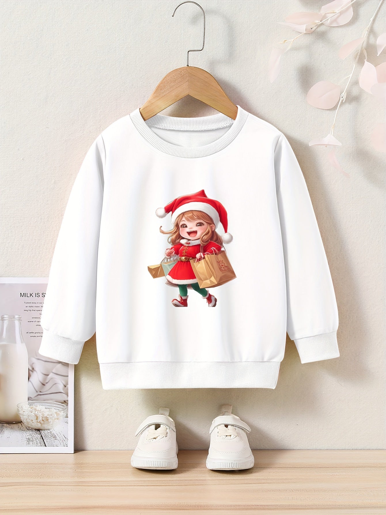 OERYUI Shopping Girl Graphic Sweatshirt Comfy Pullover Kids Clothes