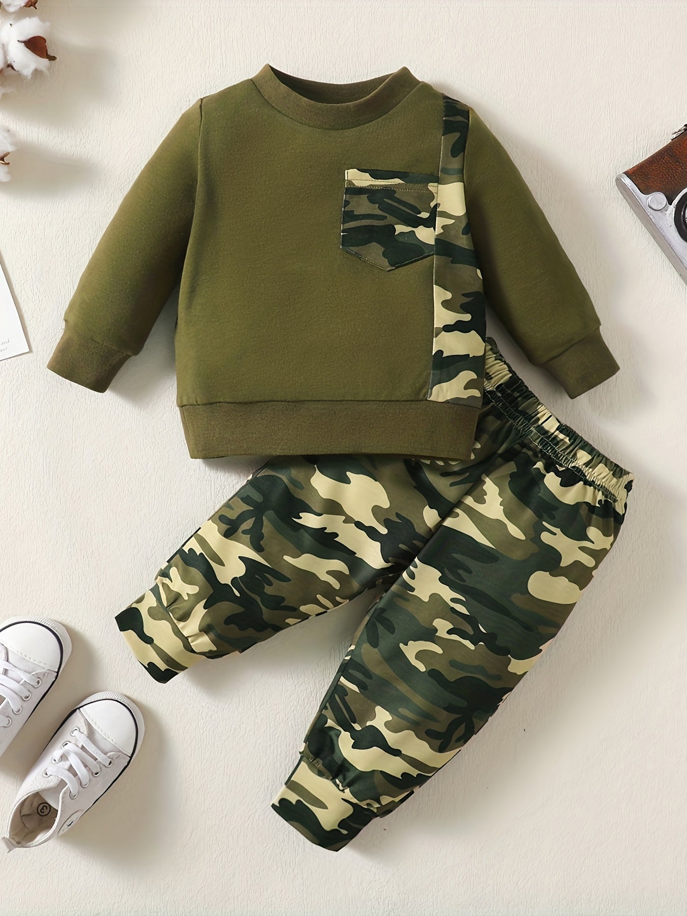 Baby Boys Camo Outfit Sweatshirts & Pants Set