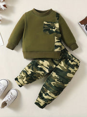 Baby Boys Camo Outfit Sweatshirts & Pants Set