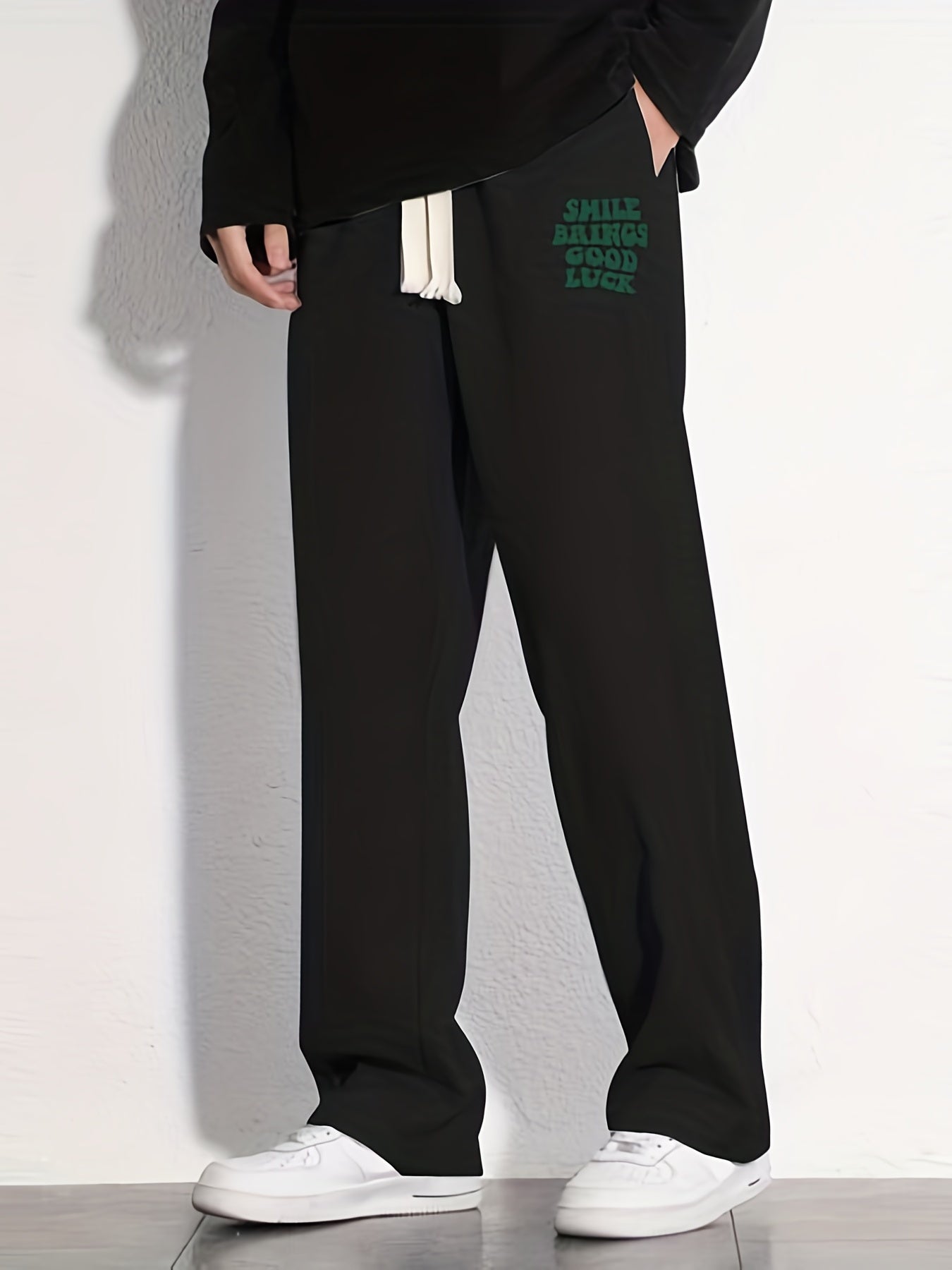 Cartoon Letter Print Joggers Men's Casual Loose Fit Pants