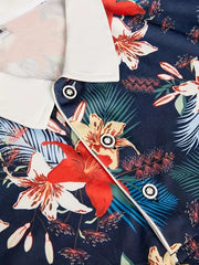 Men's Floral Shirt Casual Button Up Short Sleeve Tee Top