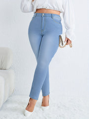 Solid Button Fly Skinny Jeans