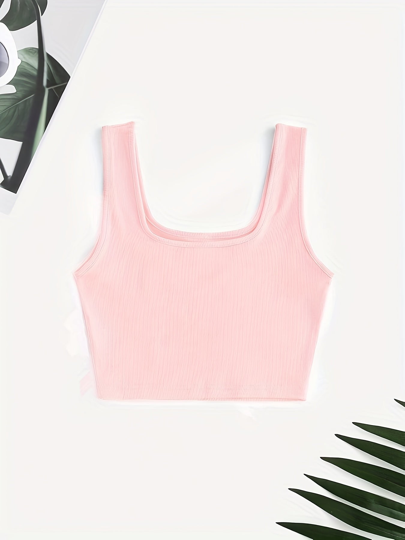 Ribbed Square Neck Crop Tank Top Y2K Sleeveless Tank Top Summer
