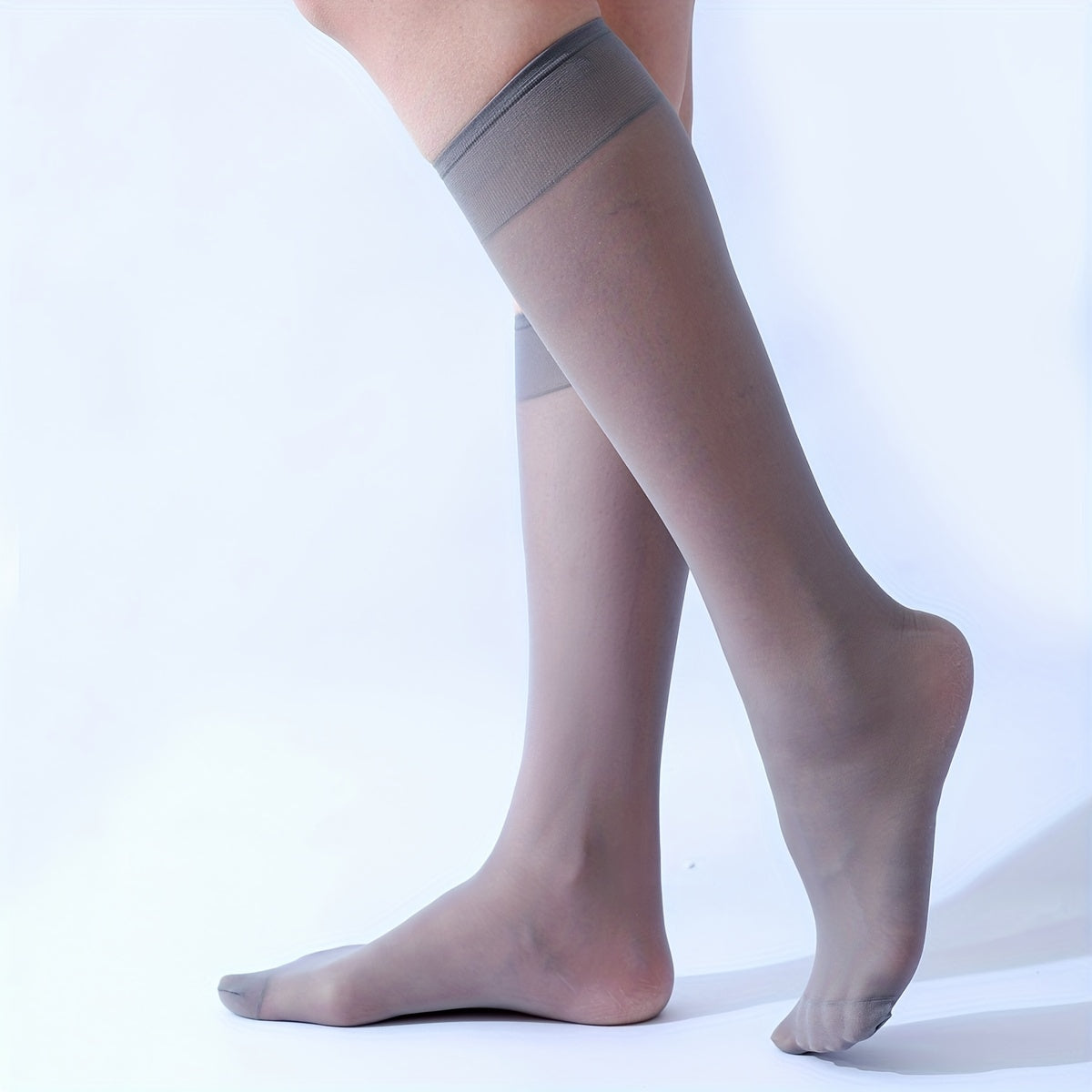 4 Pairs Thin Calf Stockings Soft Knee High Socks Women's Stockings