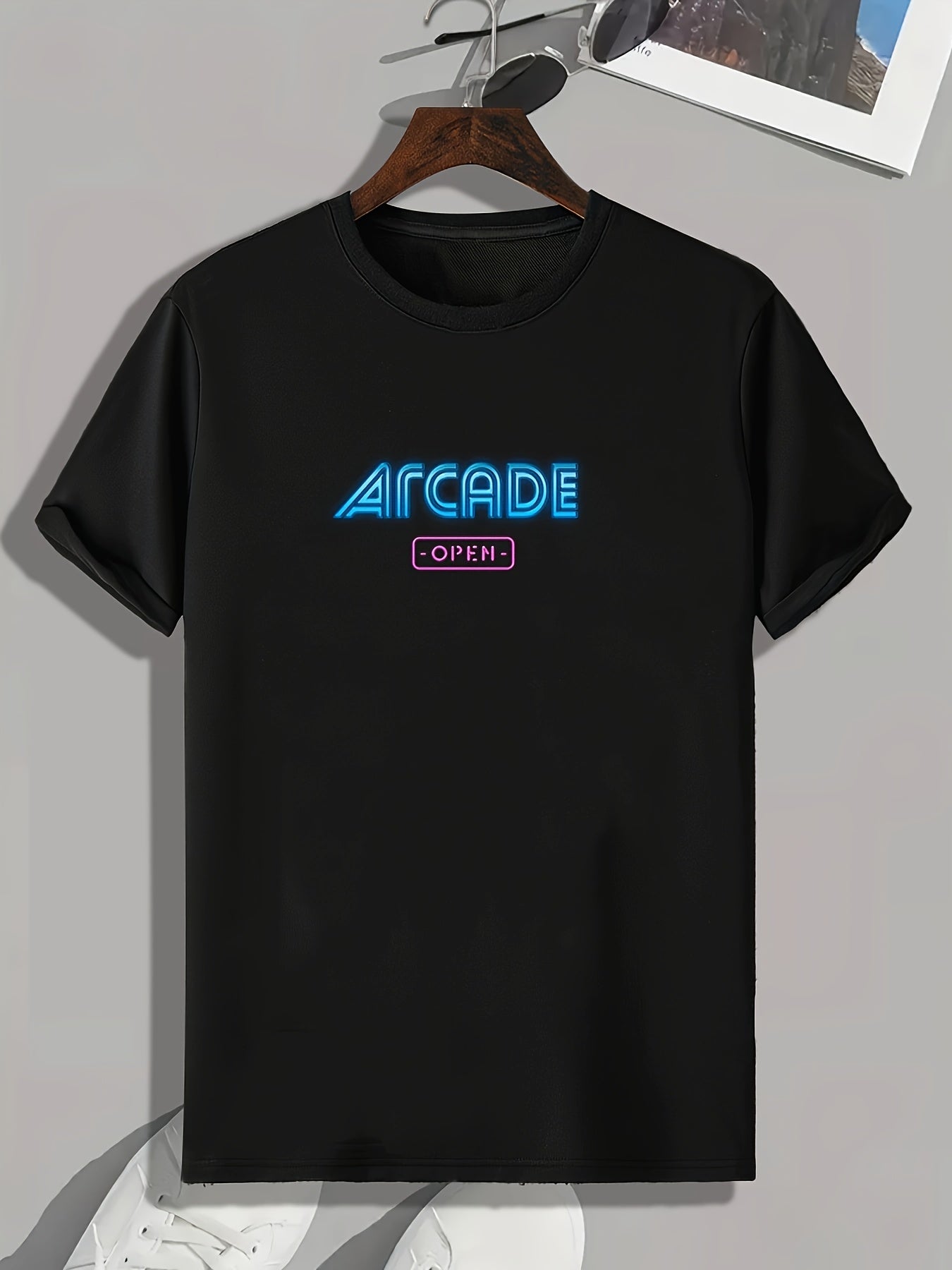 ARCADE Pattern Print Men's Comfy Sports T shirt Graphic Tee