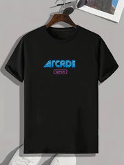 ARCADE Pattern Print Men's Comfy Sports T shirt Graphic Tee