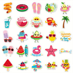 50pcs Summer Romance Stickers Vintage Vinyl Decals for DIY Luggage & Party