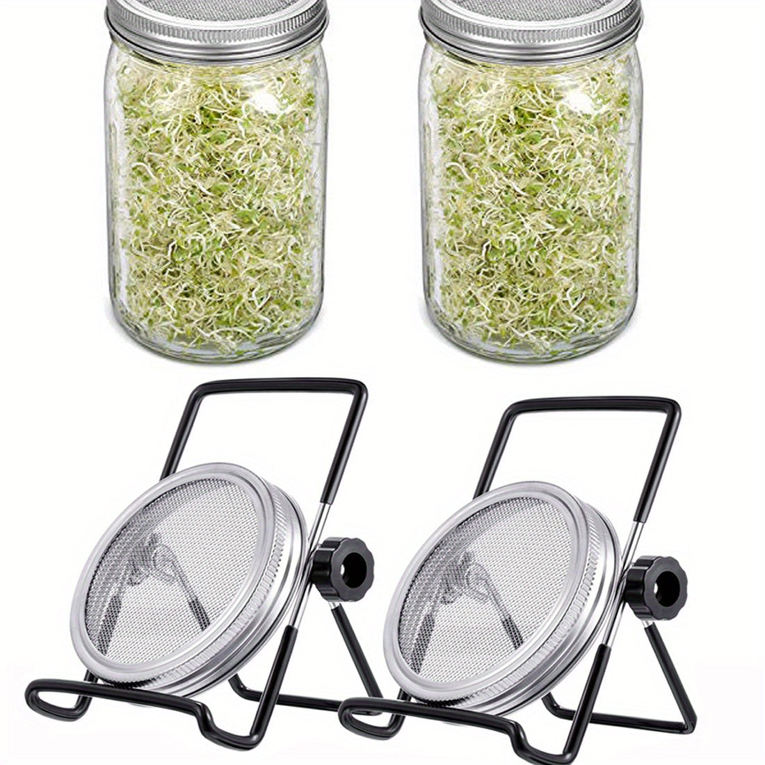 Mason Jar Sprouting Stands & Lids for Regular & Wide Mouth Jars