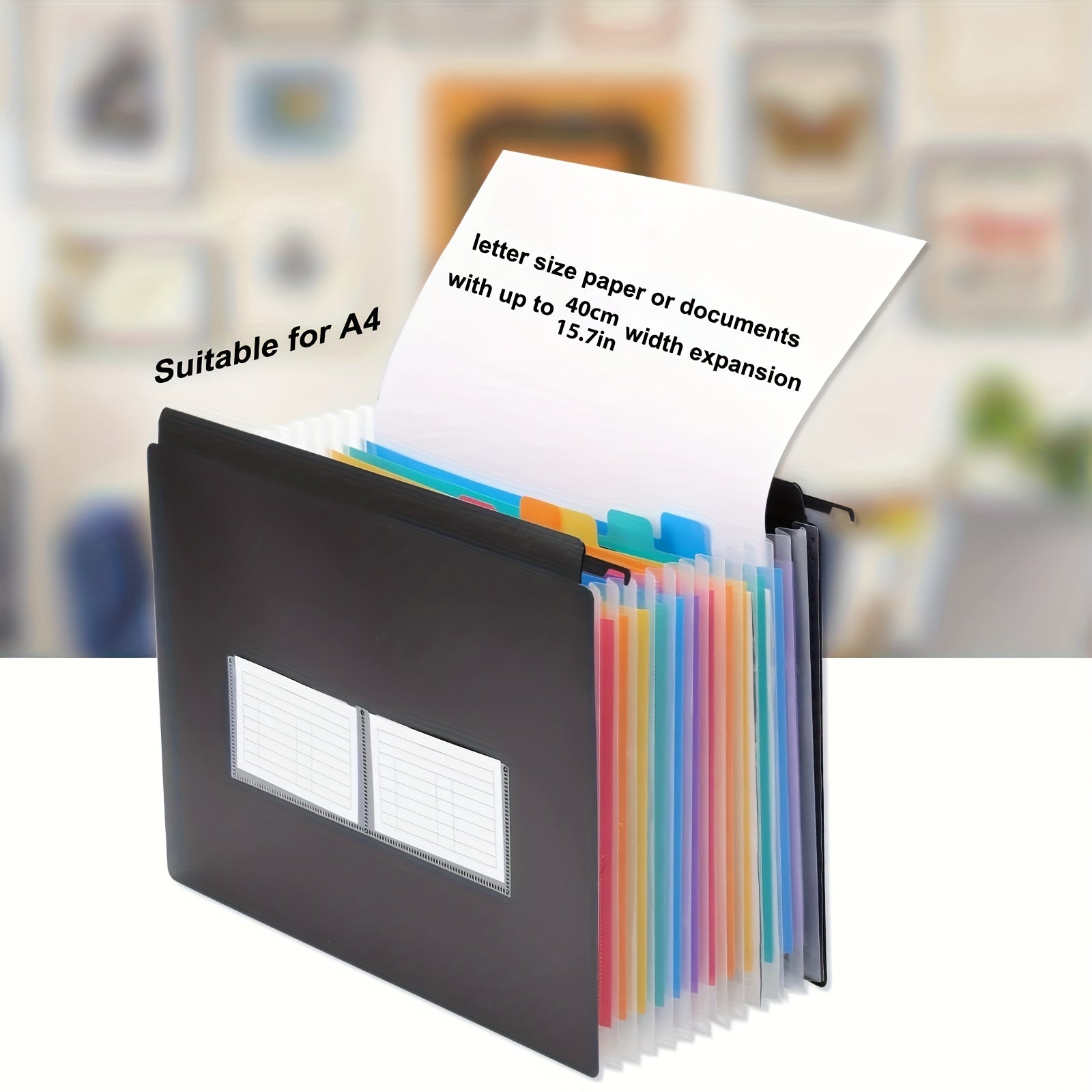 13 Pocket Plastic Hanging File Folders Letter A4 Size Large Capacity Tabs