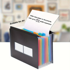 13 Pocket Plastic Hanging File Folders Letter A4 Size Large Capacity Tabs
