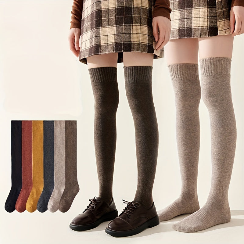2 Pairs Women's Thicken Knee Socks Plus Cashmere Warm Stockings