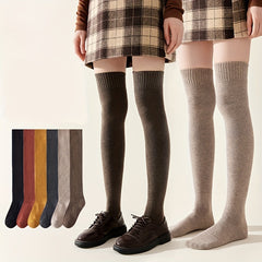 2 Pairs Women's Thicken Knee Socks Plus Cashmere Warm Stockings