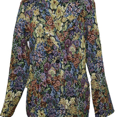 Floral Print Lapel Blazer Vintage Open Front Outerwear