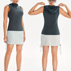 Loose Fit Sleeveless Hooded Workout Tank Top with Pockets