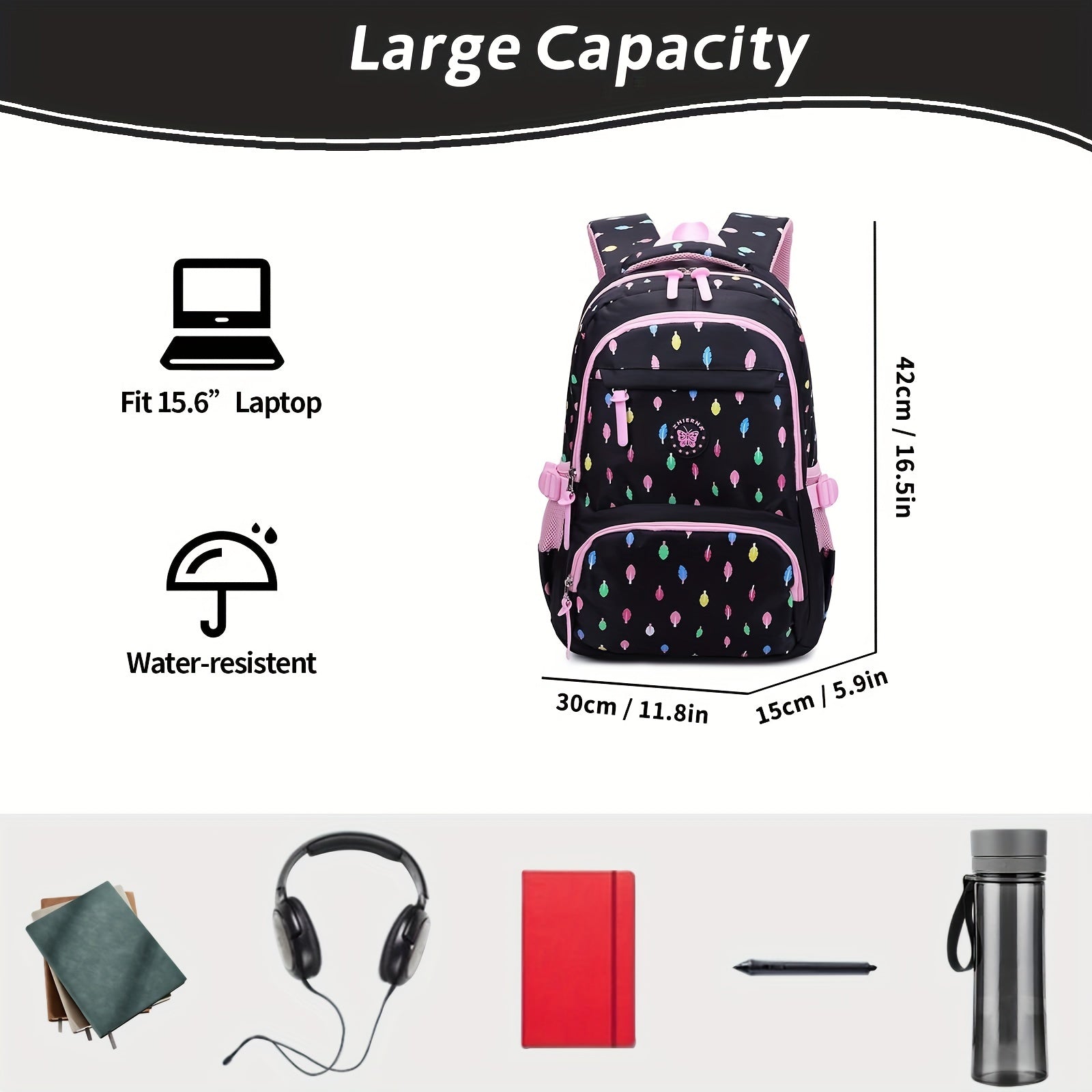 Colorful Leaves Printed Kids Backpack for Primary School Students