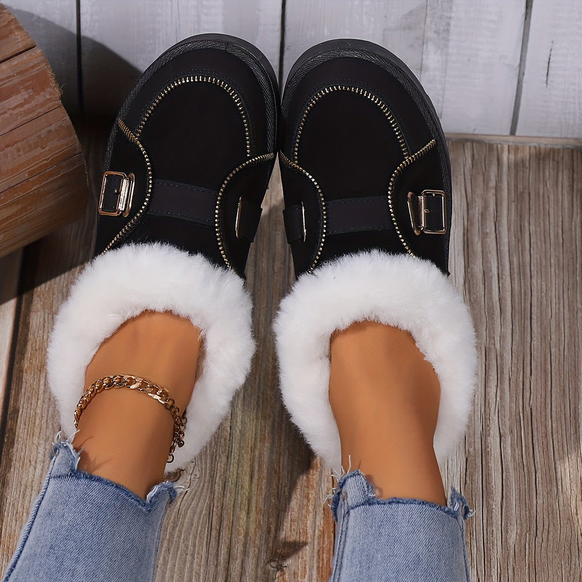 Women's Non-slip Ankle Snow Shoes Warm Thick Bottom Shoes