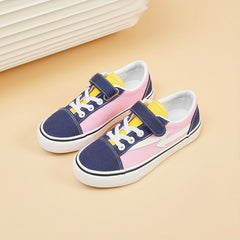 Kids Canvas Skate Shoes Hook Loop Fastener Anti Skid