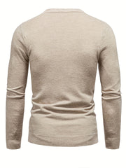Men's Instrument Print Knitted Sweater Active Mid Stretch Slim Fit Warm Pullover