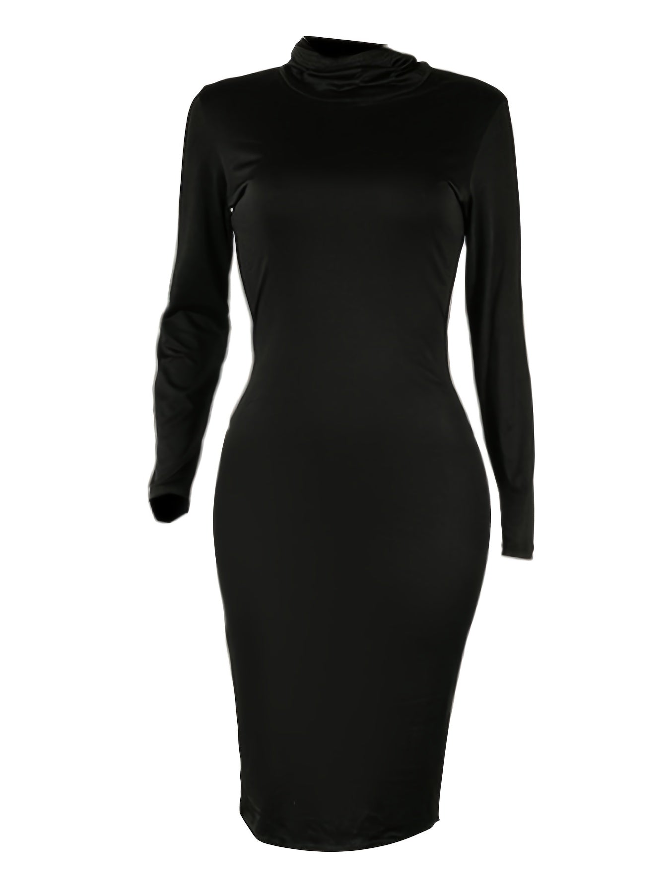 Womens Plus Size Long Sleeve Bodycon Midi Dress