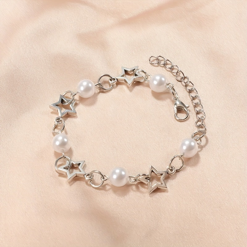 Star & Pearl Beaded Bracelet for Girls