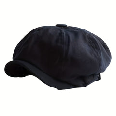 Adjustable Leather Ear Protection Newsboy Cap for Middle-aged Men Dad