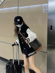Varsity Letterman Jacket Button Up Women's Streetwear