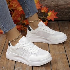 Women's Breathable Lace Up Casual Sneakers Height Increase Low Top Sport Shoes