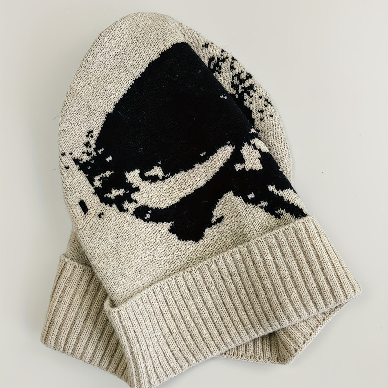 Ghost Face Jacquard Beanie Y2K Elastic Knit Hat Gothic Lightweight Skull Hat