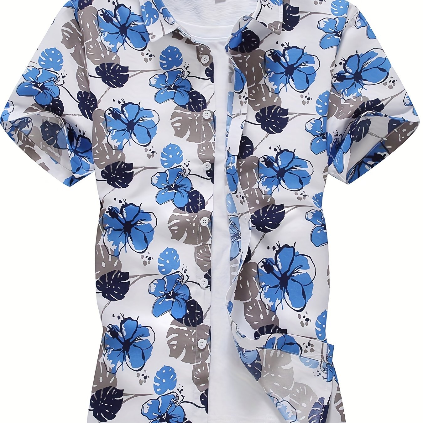 Men's Floral Pattern Lapel Short Sleeve Hawaii Shirt