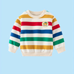 Boys Rainbow Dino Print Pullover Sweatshirt