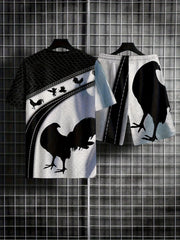Rooster Pattern Mens 2 Piece Shorts Set Summer Casual Outfit