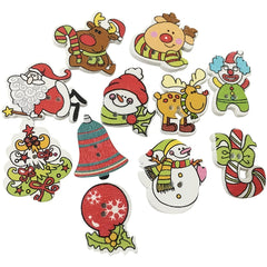 10pcs Santa Wooden Buttons Holiday Scrapbooking DIY Buttons