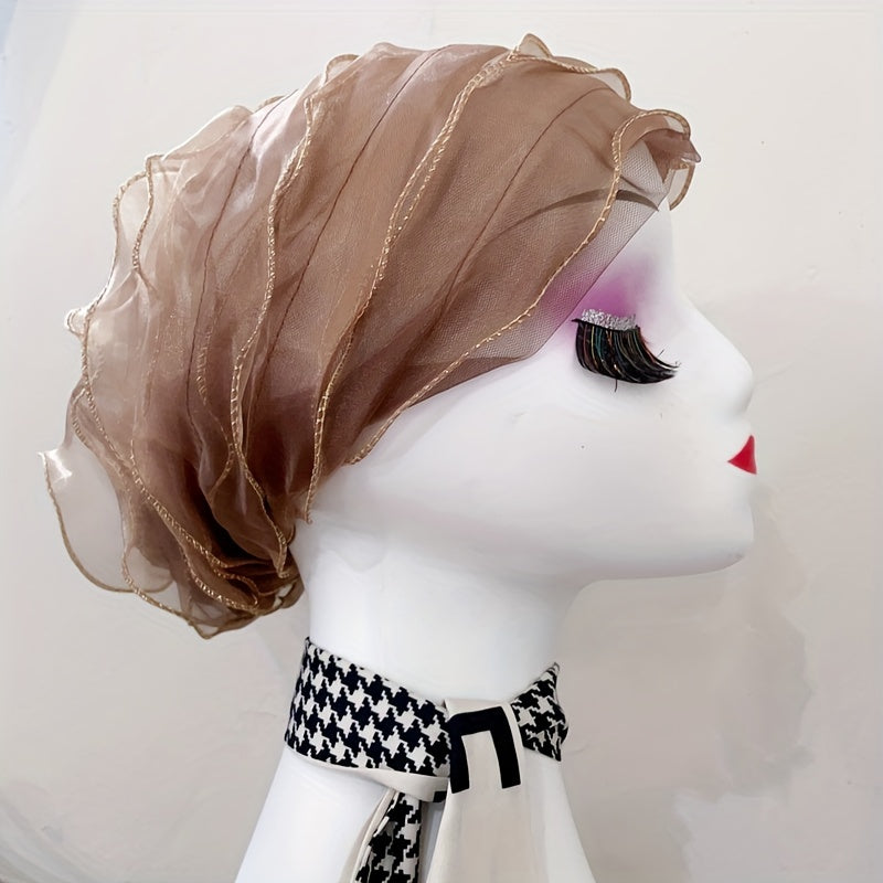 Double Layer Mesh Turban Cap Soft Elastic Beanie Women Ramadan Bonnet Hijab