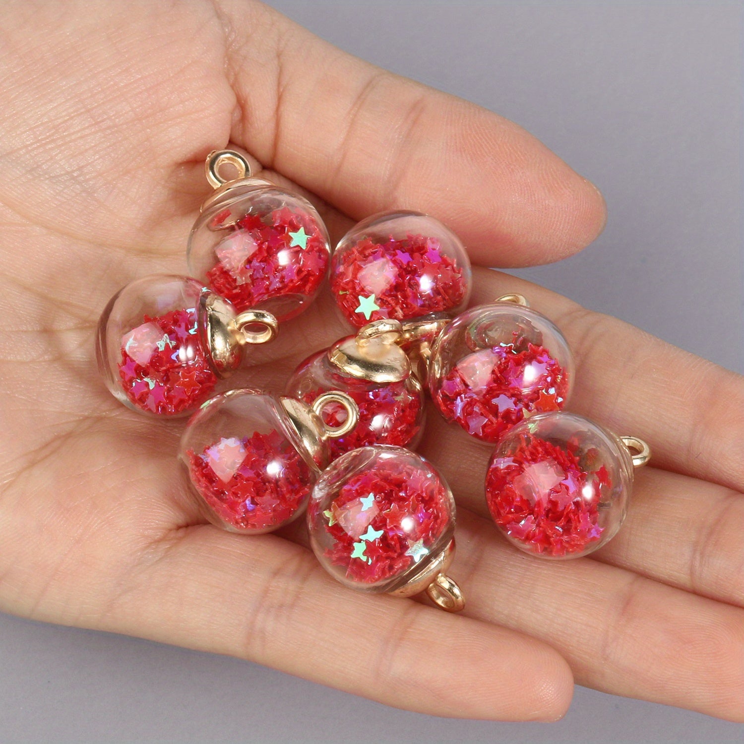 20pcs Colorful Star Sequins Glass Ball Pendant Craft Accessories