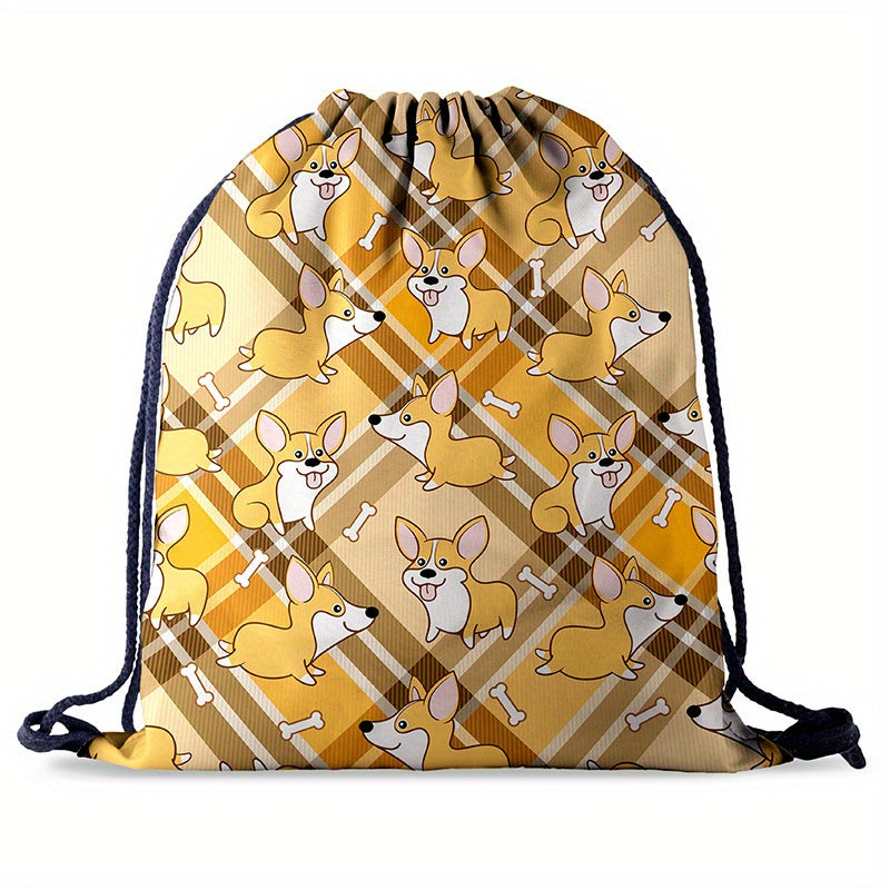 Animal Drawstring Bag Oxford Cloth Digital Print Backpack