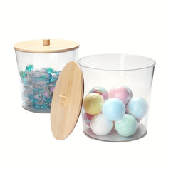 Large Plastic Laundry Pods Container with Bamboo Lid